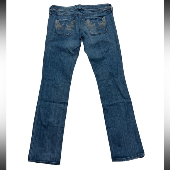 Diesel Lowky Italian Denim Jeans Straight Leg Metallic Embroidered Size W28 L32 - Picture 4 of 15